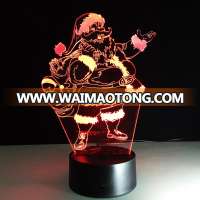 Hot Selling ! Santa Christmas shape led 3d illusion acrylic night light lamp for children baby gift