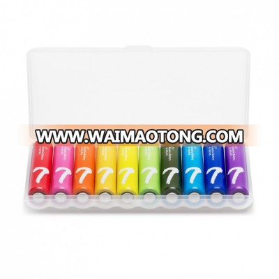 Original Xiaomi ZMI Rainbow Colorful Alkaline Battery The 7th AA 1.5V With Maxell Cell Storage Box aa Environmentally Friendly